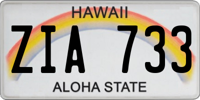 HI license plate ZIA733