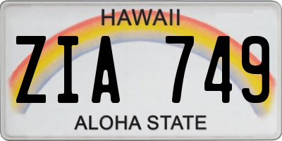 HI license plate ZIA749