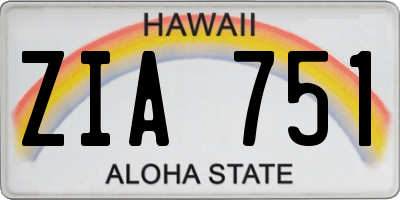 HI license plate ZIA751