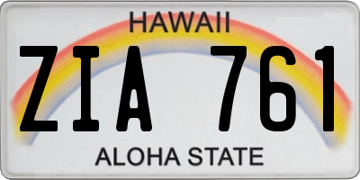 HI license plate ZIA761