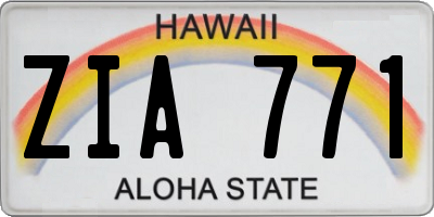 HI license plate ZIA771