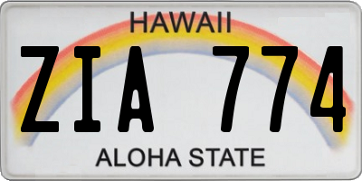 HI license plate ZIA774
