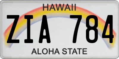 HI license plate ZIA784