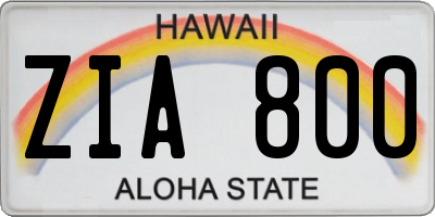 HI license plate ZIA800