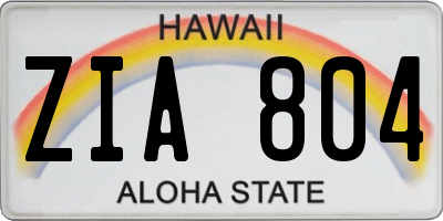 HI license plate ZIA804