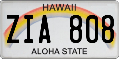 HI license plate ZIA808