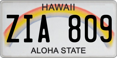 HI license plate ZIA809