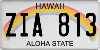 HI license plate ZIA813