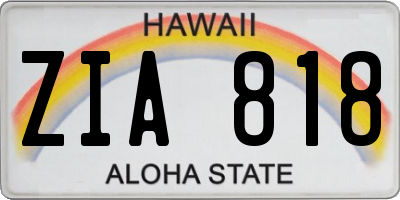 HI license plate ZIA818