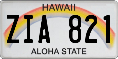 HI license plate ZIA821