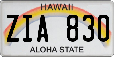HI license plate ZIA830