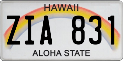 HI license plate ZIA831