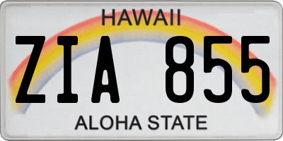 HI license plate ZIA855