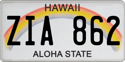 HI license plate ZIA862