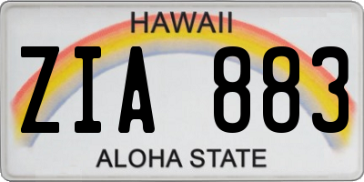 HI license plate ZIA883