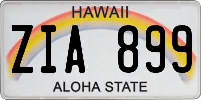 HI license plate ZIA899