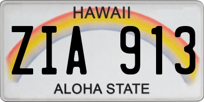 HI license plate ZIA913