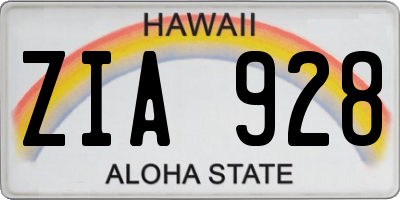 HI license plate ZIA928