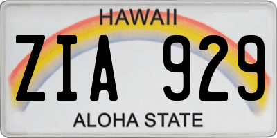 HI license plate ZIA929