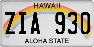 HI license plate ZIA930