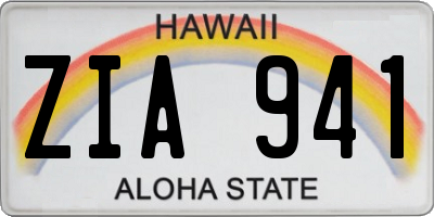 HI license plate ZIA941