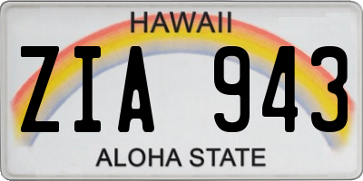 HI license plate ZIA943