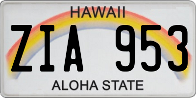 HI license plate ZIA953