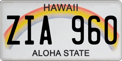 HI license plate ZIA960