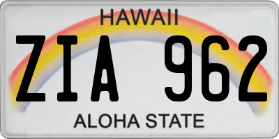HI license plate ZIA962