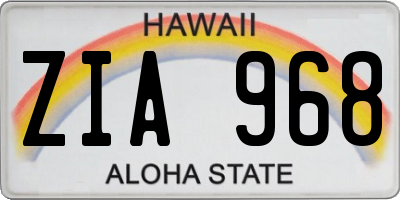 HI license plate ZIA968
