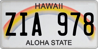 HI license plate ZIA978