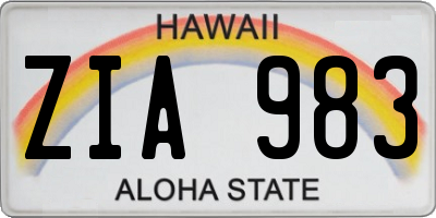 HI license plate ZIA983