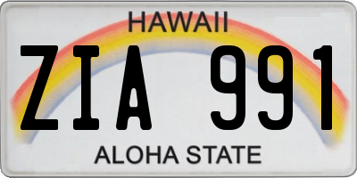 HI license plate ZIA991