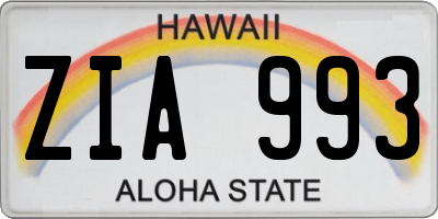 HI license plate ZIA993