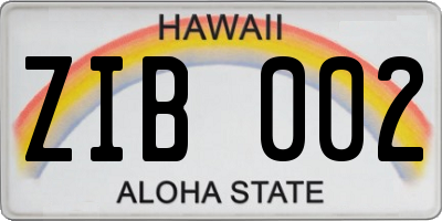 HI license plate ZIB002