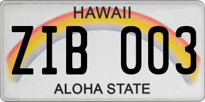 HI license plate ZIB003