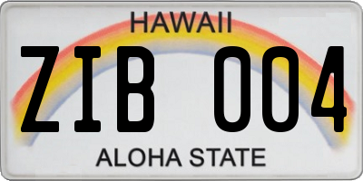 HI license plate ZIB004