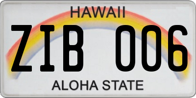 HI license plate ZIB006