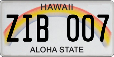 HI license plate ZIB007