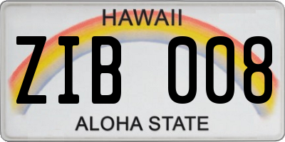 HI license plate ZIB008