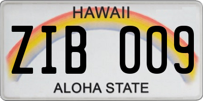 HI license plate ZIB009