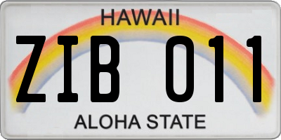 HI license plate ZIB011