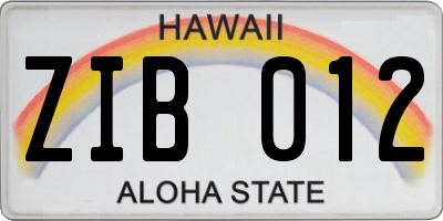 HI license plate ZIB012