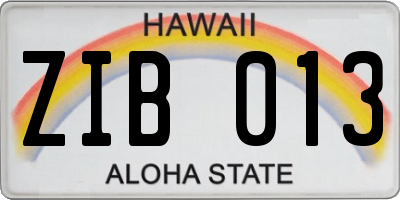 HI license plate ZIB013