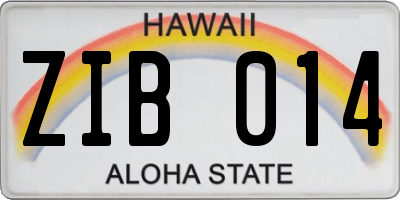 HI license plate ZIB014