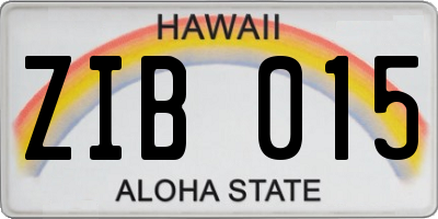 HI license plate ZIB015