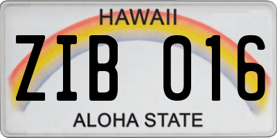 HI license plate ZIB016