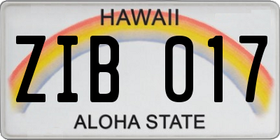 HI license plate ZIB017
