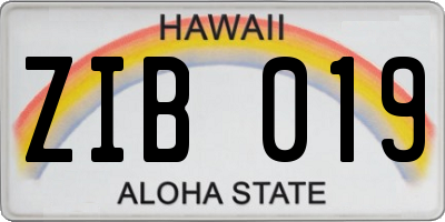 HI license plate ZIB019