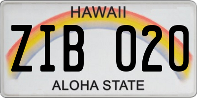 HI license plate ZIB020
